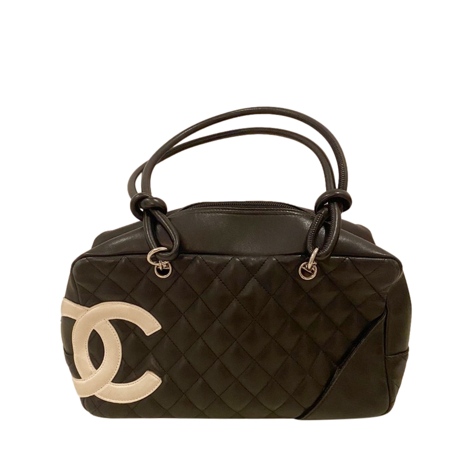 Chanel Vintage Black Leather Cambon Bag