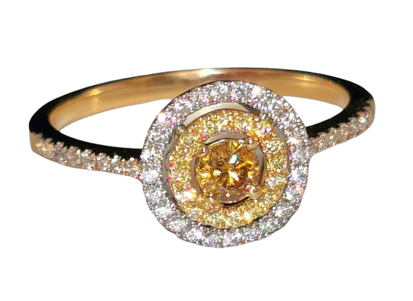 Lucie Campbell double diamond halo ring  18ct gold