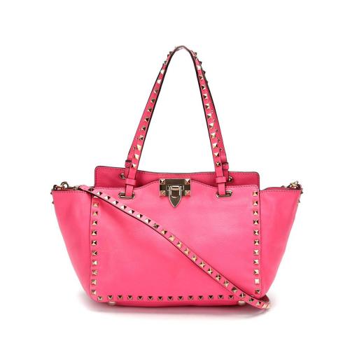 Valentino Fluorescent Pink Rockstud Tote Bag