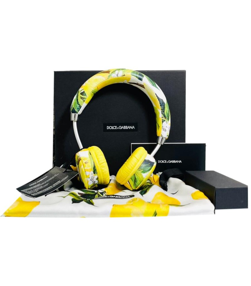 Dolce & Gabbana Lemon Print Leather Headphones