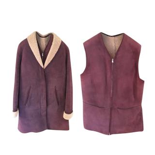 Holland & Holland Purple Shearling Coat and Gilet