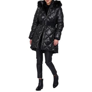 Barbour International Gameday Quilted Faux Fur Trim Coat