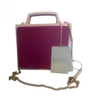 Emilio Pucci Pink Leather & Blush Shell Case Top Handle Bag