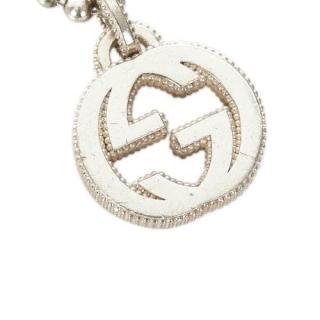 Gucci Silver-Tone Metal Interlocking GG Pendant Necklace