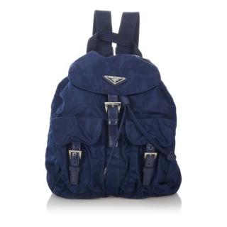 Prada Blue Tessuto Nylon Drawstring Backpack