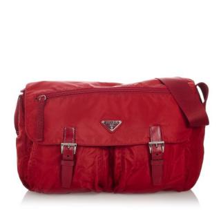 Prada Vintage Red Tessuto Nylon Crossbody Bag
