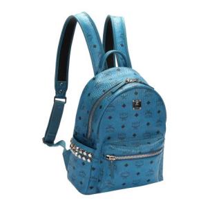 MCM Turquoise Leather Visetos Stark Backpack