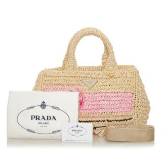 Prada Pink & Natural Straw Bag