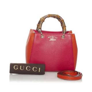 Gucci Bicolour Leather Bamboo Handle Bag