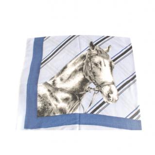 Max Mara Blue Equestrian Wool Scarf