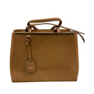 Fendi tan leather 2 Jours bag with replaceable personalised tag