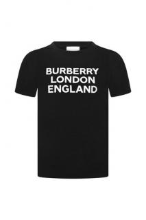 Burberry Kids Black Cotton Logo T-Shirt