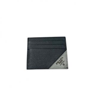 Prada Navy & Grey Saffiano Leather Card Holder