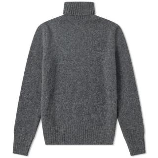 Ami Charcoal Alpaca Blend Knitted Polo Neck Sweater