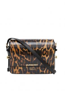 Burberry Grace Leopard Print Leather Bag