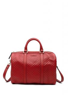 Gucci Red Guccissima Leather Boston Bag