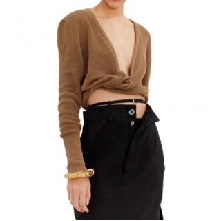 Jacquemus Le gilet Noue Twisted cropped cardigan Dark Beige