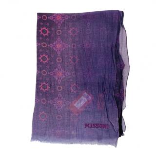 Missoni Purple Crinkled Wool Scarf