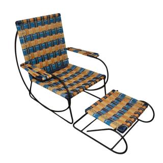 Marni Zooterico Interiors Orange & Navy Woven Twine Chair & Footstool