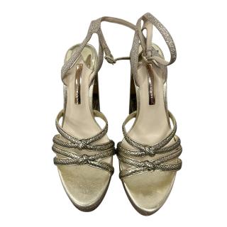Sophia Webster Gold Glitter Platform Heeled Sandals