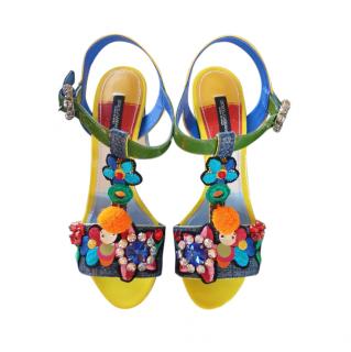 Dolce & Gabbana Multicolour Embellished Block Heeled Sandals