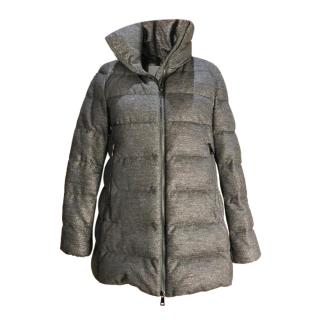 Moncler Grey Marl Wool Down Filled Jacket