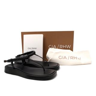 GIA/RHW by Gia Borghini Rosie 3 Black Leather Thong Sandals