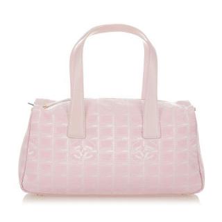 Chanel New Travel Line  Pink Check Nylon Handbag