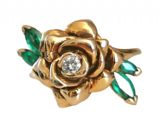 Fratelli Coppini Emerald and Diamond Rose Ring 