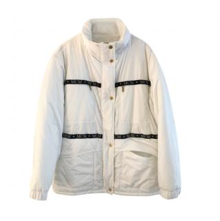 MCM White Nylon Fleece Lined Shell Jacket