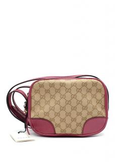 Gucci GG Monogram Canvas & Pink Leather Camera Bag