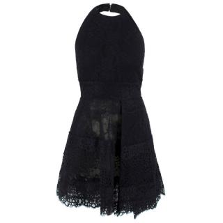 Elie Saab Black Lace Halterneck Mini Dress	