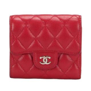 Chanel Red Caviar Quilted Leather CC Flap Wallet