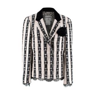 Chanel Black & White Striped Lesage Tweed Jacket