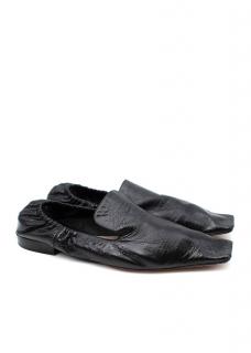 Bottega Veneta Black Cracleque Leather Square Toe Loafers