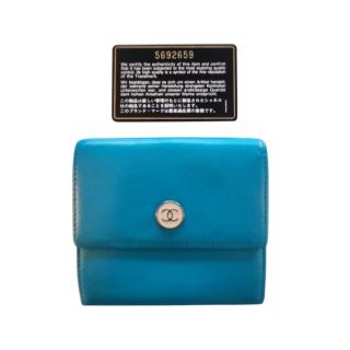 Chanel Turquoise Calfskin Tri-Fold Wallet