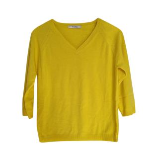Max Mara Yellow V-Neck Wool & Cashmere Jumper