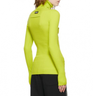 Vetements Fluo Yellow Ribbed Knit Turtleneck Jumper