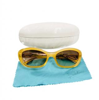 Emilio Pucci Yellow Printed Sunglasses