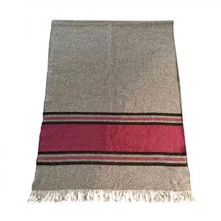 Giorgio Armani Grey & Red Striped Wool-Cashmere Scarf