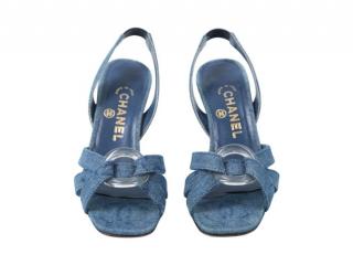 Chanel Blue Denim Sandals