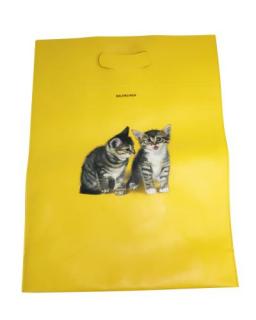 Balenciaga Kitten Yellow Leather Kittens Shopping Tote Bag