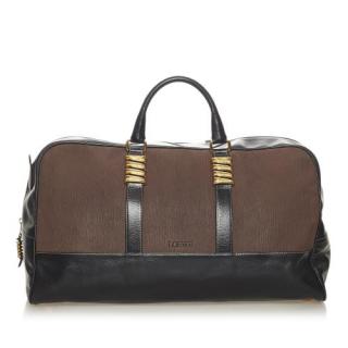 Loewe Velazquez Brown Leather and Canvas Travel Bag