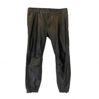 Nili Lotan black leather jogger pants