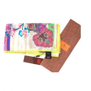Etro Multicolour Floral Wool-Silk Shawl Scarf