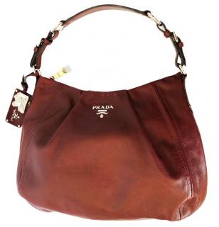 Prada Burgundy Leather Sottospalla Hobo Bag