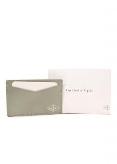 Van Cleef & Arpels Metallic Sage Green Leather Card Holder