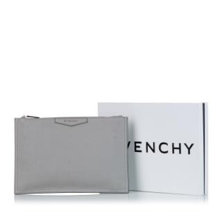 Givenchy Dove Grey Leather Antigona Clutch Bag