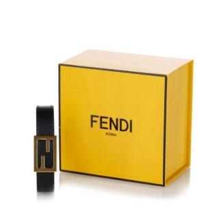 Fendi Black Leather & Gold-Tone Metal Bracelet