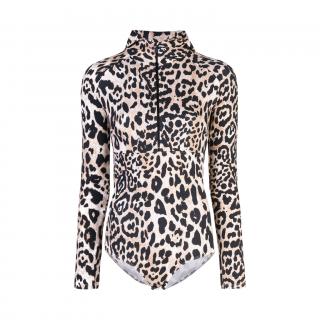 Paco Rabanne Leopard Print Hooded Bodysuit 